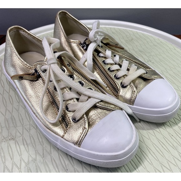 COACH METALLIC GOLD  WOMEN'S EMPIRE ZIPPER SNEAKERS SHOES SZ.9B - Picture 1 of 11